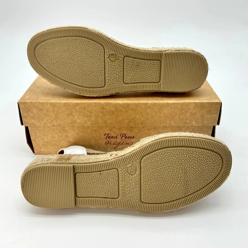 Leather Espadrille Sandals Toni Pons Etna Womens Size 9 White Hand Stitched‎ NEW